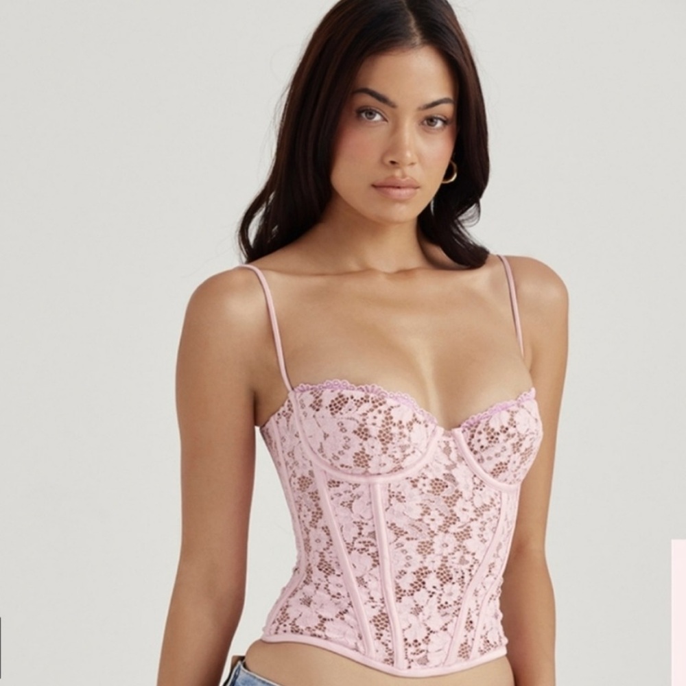 House of CB Pink Lace Corset Top